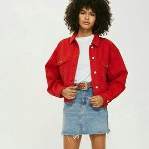 h&m red denim jacket